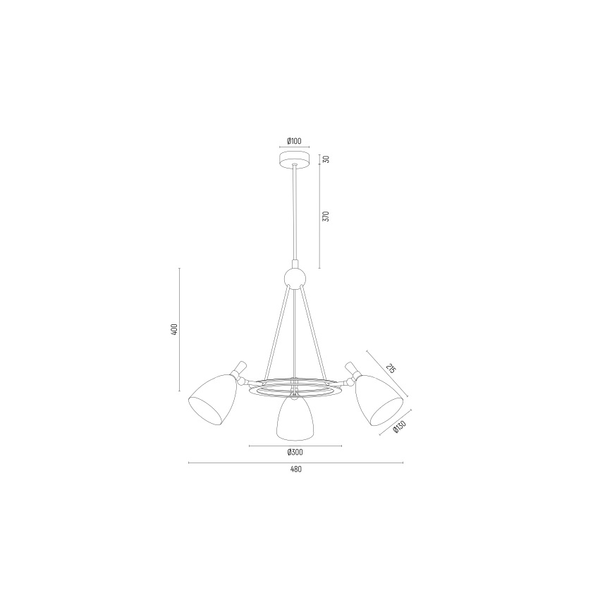 Argon 6149 - Κρεμαστό φωτιστικό οροφής CHARLOTTE 3xE27/15W/230V μαύρο/χρυσό