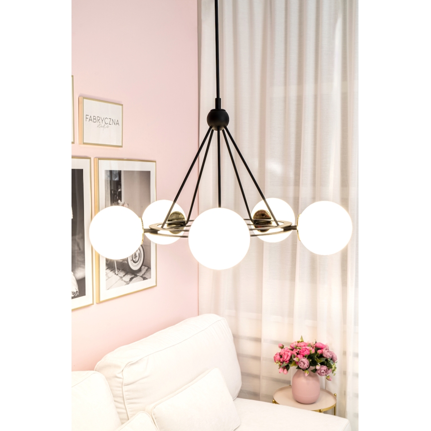 Argon 6150 - Κρεμαστό φωτιστικό οροφής AMALFI 3xE27/15W/230V μαύρο/λευκό