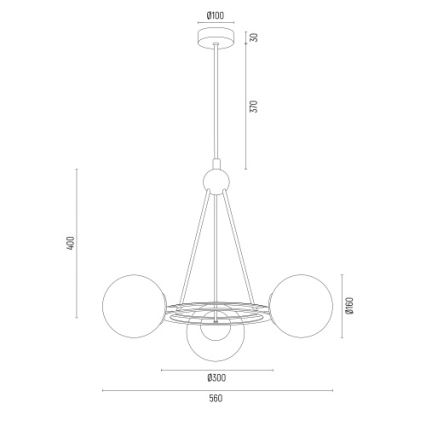 Argon 6150 - Κρεμαστό φωτιστικό οροφής AMALFI 3xE27/15W/230V μαύρο/λευκό