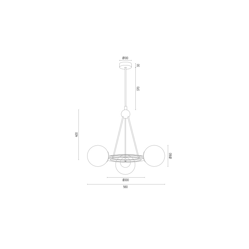 Argon 6150 - Κρεμαστό φωτιστικό οροφής AMALFI 3xE27/15W/230V μαύρο/λευκό