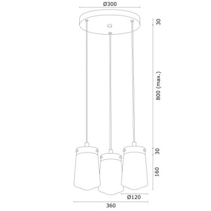 Argon 6164 - Κρεμαστό φωτιστικό οροφής PASADENA 3xE27/15W/230V χρυσό/λευκό