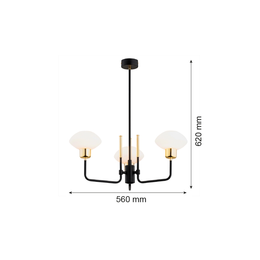 Argon 6166 - Κρεμαστό φωτιστικό RAVELLO 3xE14/15W/230V μαύρο/χρυσό