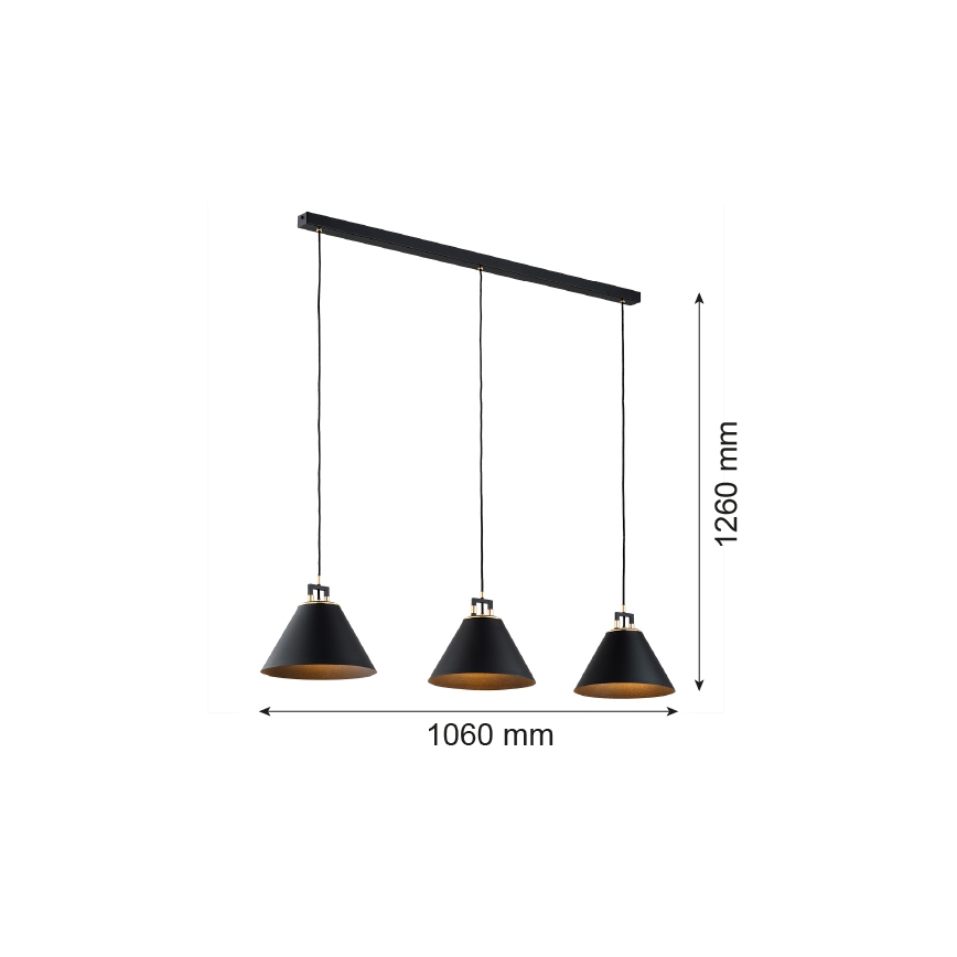 Argon 6174 - Κρεμαστό φωτιστικό οροφής ORTE 3xE27/15W/230V μαύρο