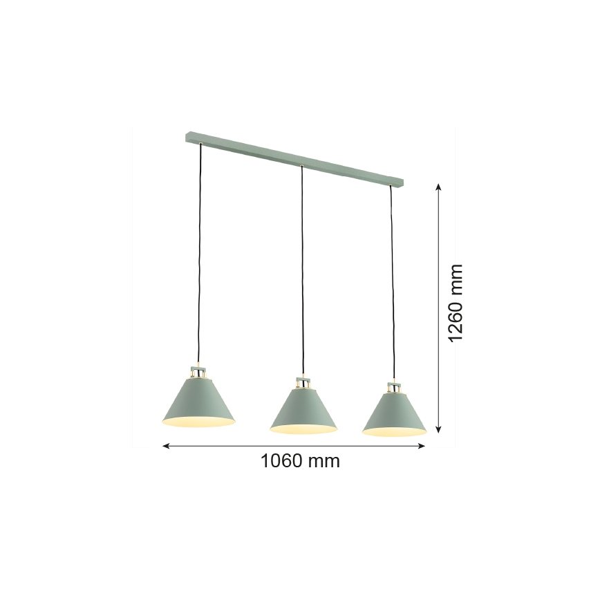 Argon 6177 - Κρεμαστό φωτιστικό οροφής ORTE 3xE27/15W/230V πράσινο