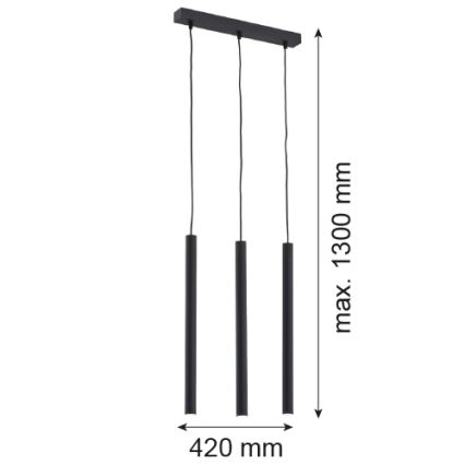 Argon 6179 - Κρεμαστό φωτιστικό οροφής ράγα ETNA 3xG9/6W/230V μαύρο