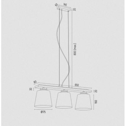 Argon 6250 - Κρεμαστό φωτιστικό οροφής ARDEN 3xE27/15W/230V χρυσό