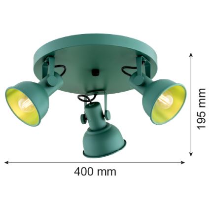 Argon 6265 - Φωτιστικό σποτ LENORA 3xE14/7W/230V πράσινο
