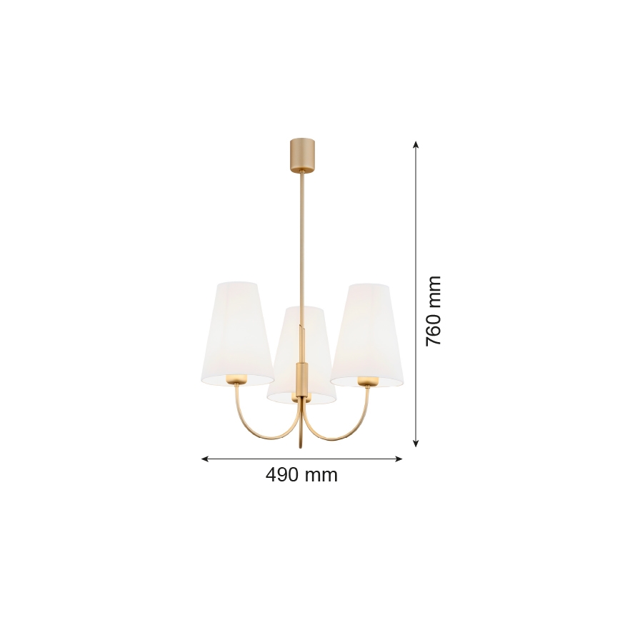 Argon 6267 - Κρεμαστό φωτιστικό SAFIANO 3xE27/15W/230V χρυσαφί