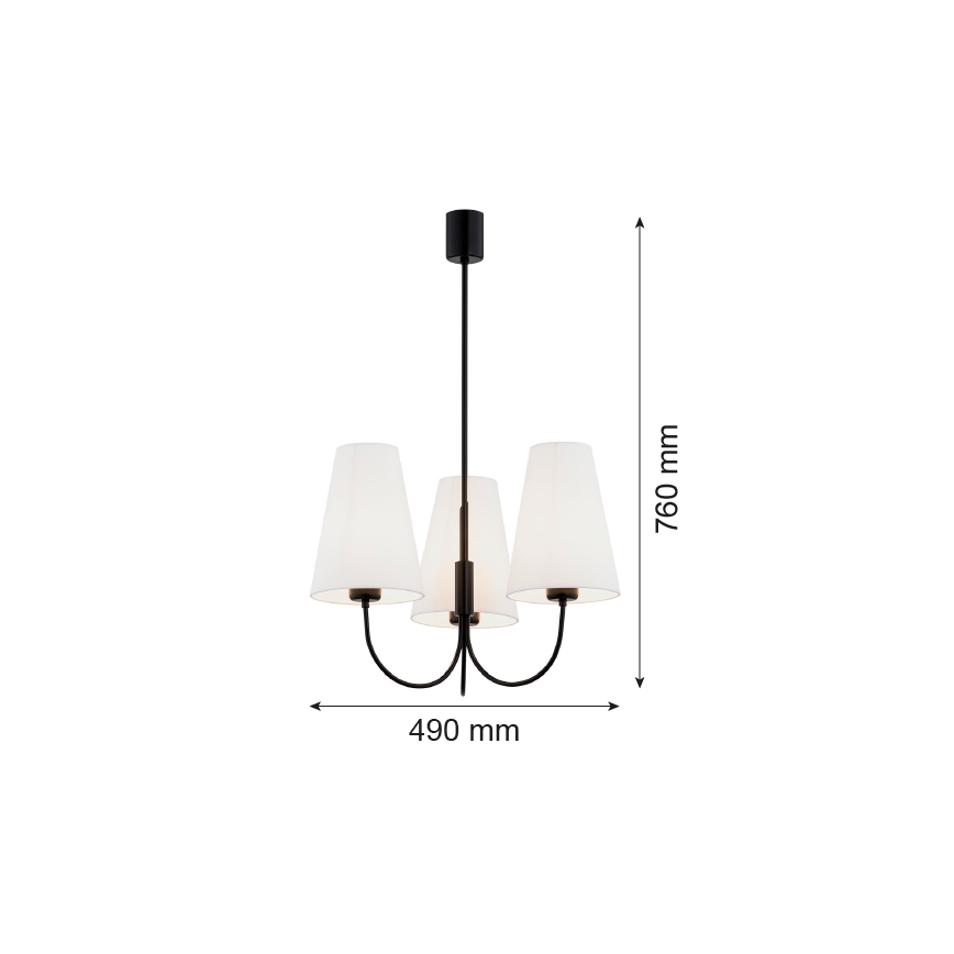 Argon 6268 - Κρεμαστό φωτιστικό SAFIANO 3xE27/15W/230V μαύρο