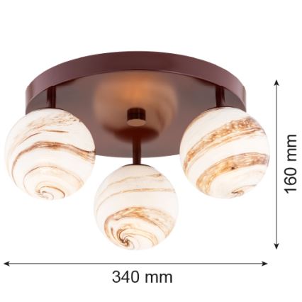 Argon 6292 - Φωτιστικό οροφής FABIO 3xE14/7W/230V αλαβάστρο καφέ