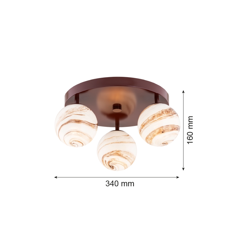 Argon 6292 - Φωτιστικό οροφής FABIO 3xE14/7W/230V αλαβάστρο καφέ
