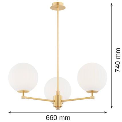 Argon 6307 - Κρεμαστό φωτιστικό PALOMA 3xE14/7W/230V χρυσαφί/λευκό