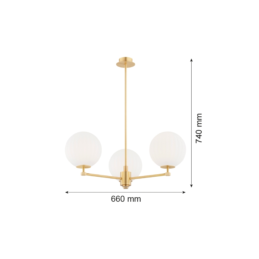 Argon 6307 - Κρεμαστό φωτιστικό PALOMA 3xE14/7W/230V χρυσαφί/λευκό