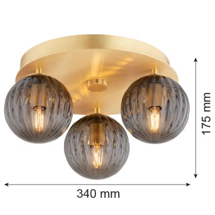 Argon 6308 - Φωτιστικό οροφής PALOMA 3xE14/7W/230V χρυσό/μαύρο