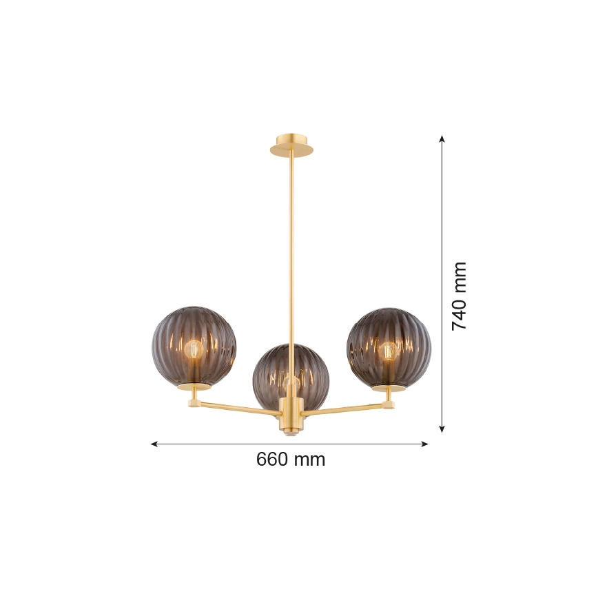 Argon 6310 - Κρεμαστό φωτιστικό PALOMA 3xE14/7W/230V χρυσό/μαύρο
