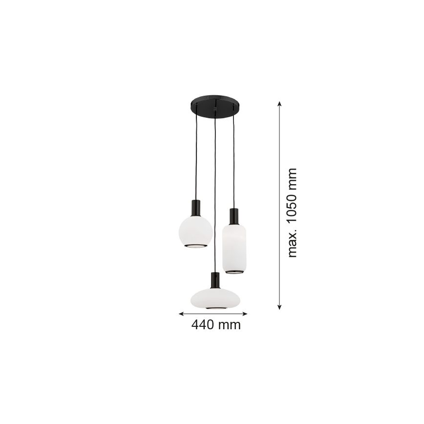 Argon 6323 -  Κρεμαστό φωτιστικό οροφής SAGUNTO PLUS 3xE27/15W/230V μαύρο