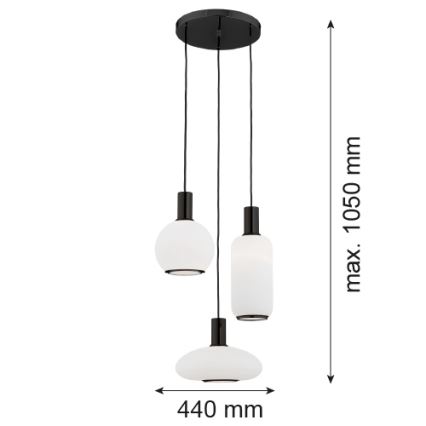 Argon 6323 -  Κρεμαστό φωτιστικό οροφής SAGUNTO PLUS 3xE27/15W/230V μαύρο