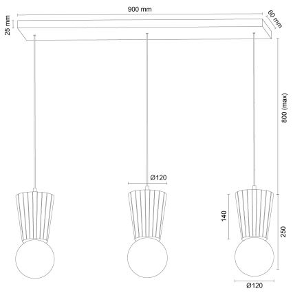 Argon 6357 - Κρεμαστό φωτιστικό μπάνιου με καλώδιο VOLANTE 3xG9/6W/230V IP44 μπεζ