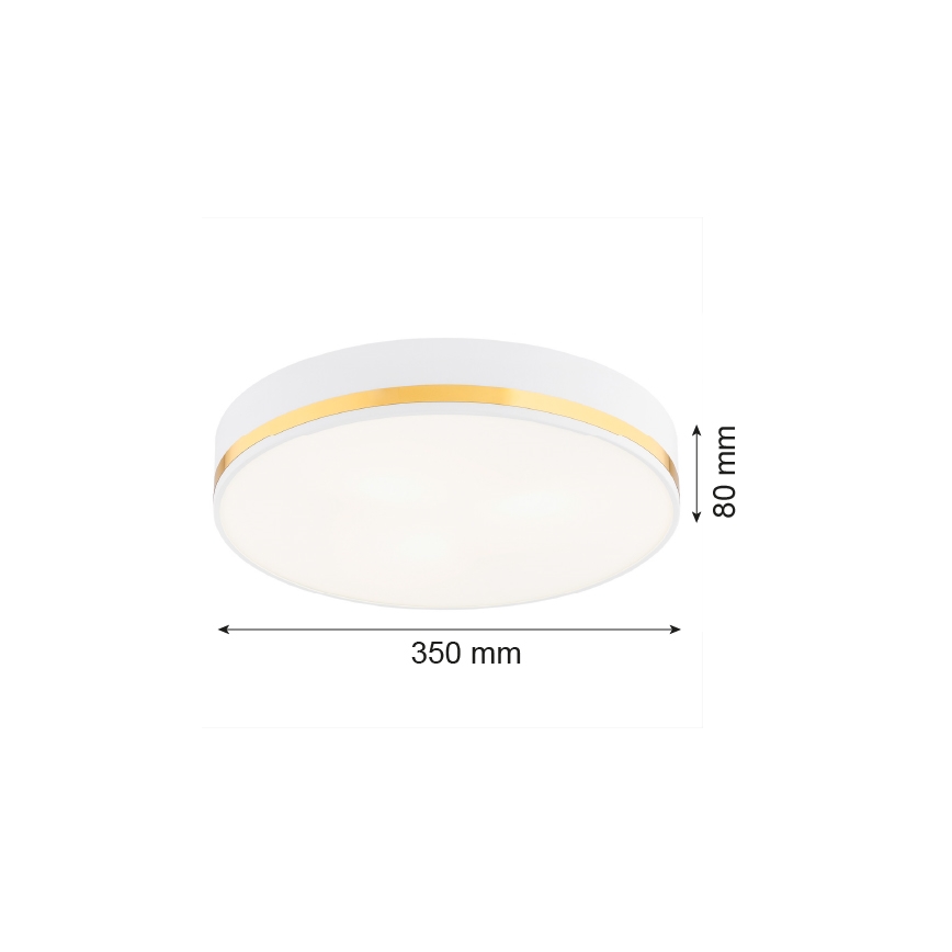 Argon 7035 - Φωτιστικό οροφής AMORE 2xE27/15W/230V διάμετρος 35 cm λευκό/χρυσαφί