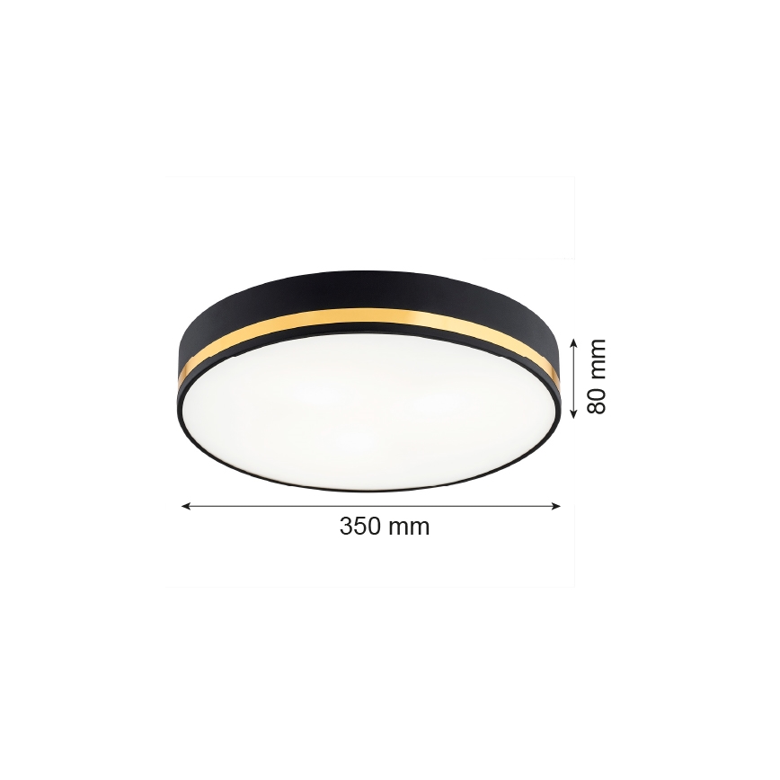 Argon 7041 - Φωτιστικό οροφής AMORE 2xE27/15W/230V διάμετρος 35 cm μαύρο/χρυσαφί