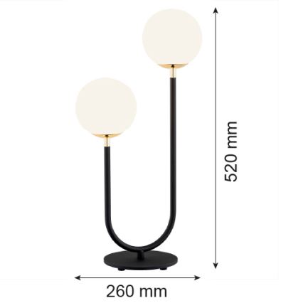 Argon 7072 - Επιτραπέζια λάμπα FERRONE 2xE14/7W/230V μαύρο/λευκό/χρυσαφί