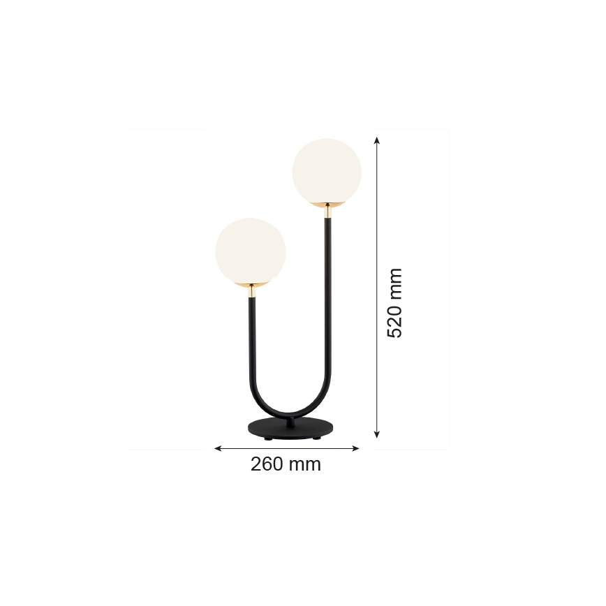 Argon 7072 - Επιτραπέζια λάμπα FERRONE 2xE14/7W/230V μαύρο/λευκό/χρυσαφί