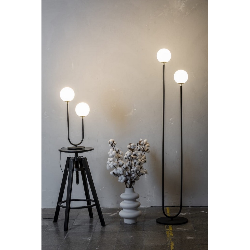 Argon 7073 - Επιδαπέδια λάμπα FERRONE 2xE14/7W/230V μαύρο/λευκό/χρυσαφί