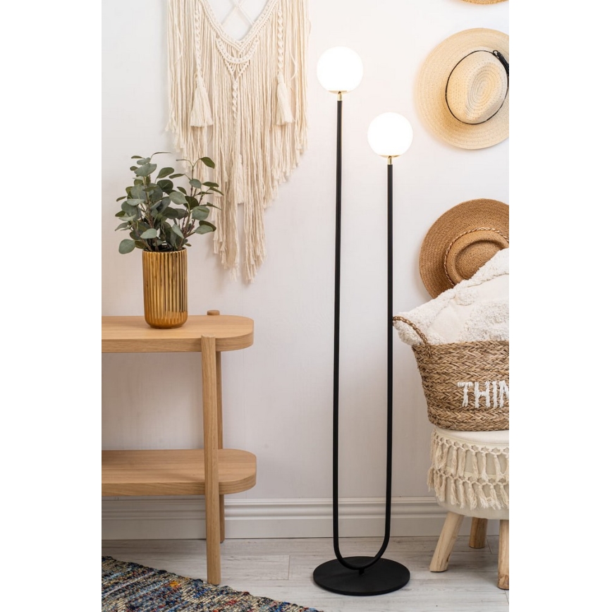 Argon 7073 - Επιδαπέδια λάμπα FERRONE 2xE14/7W/230V μαύρο/λευκό/χρυσαφί