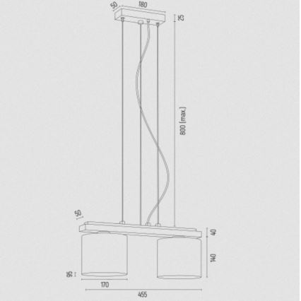 Argon 7164 - Κρεμαστό φωτιστικό οροφής CANOA 2xE27/15W/230V μαύρο