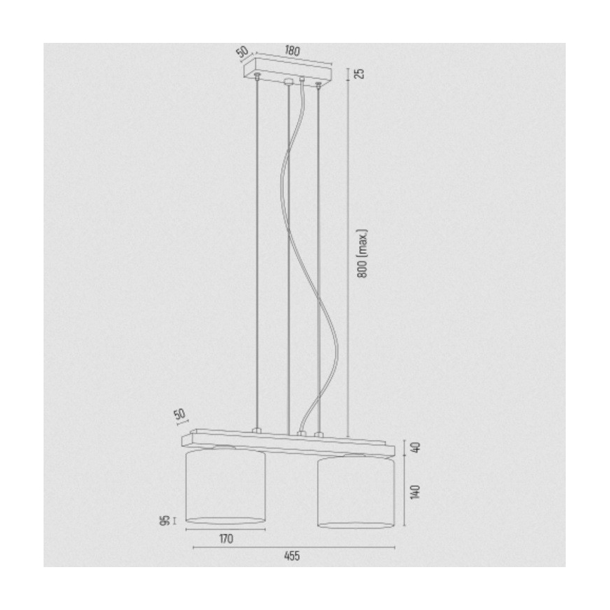 Argon 7164 - Κρεμαστό φωτιστικό οροφής CANOA 2xE27/15W/230V μαύρο
