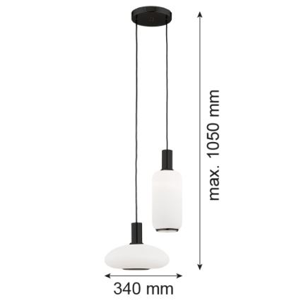 Argon 7214 -  Κρεμαστό φωτιστικό οροφής SAGUNTO PLUS 2xE27/15W/230V μαύρο