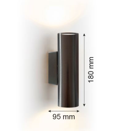 Argon 7231 - Φωτιστικό τοίχου MITOS PLUS 2xGU10/5W/230V μαύρο