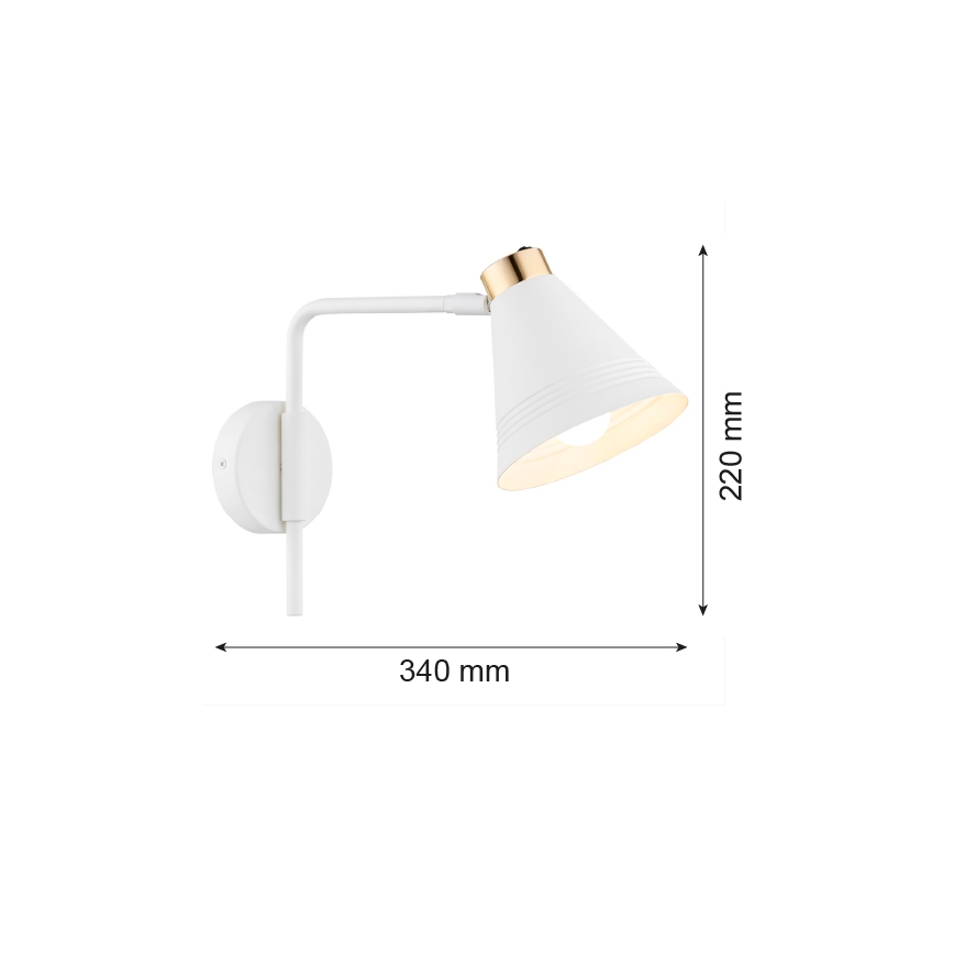 Argon 8006 - Λάμπα τοίχου AVALONE 1xE27/15W/230V 34 cm λευκό/χρυσαφί