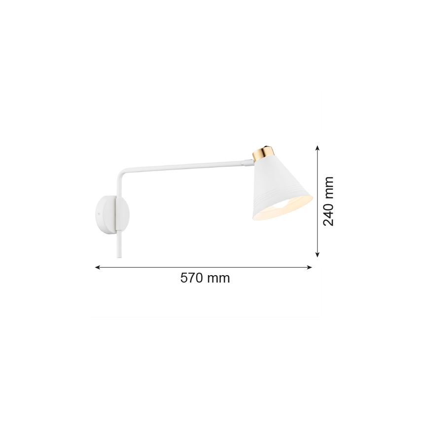 Argon 8007 - Λάμπα τοίχου AVALONE 1xE27/15W/230V 57 cm λευκό/χρυσαφί