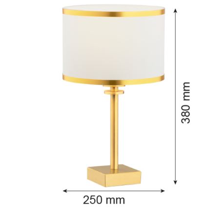 Argon 8029 - Επιτραπέζια λάμπα ABBANO 1xE27/15W/230V ορείχαλκος/λευκό