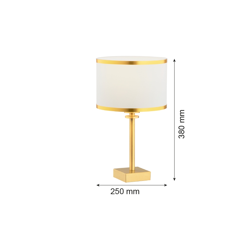 Argon 8029 - Επιτραπέζια λάμπα ABBANO 1xE27/15W/230V ορείχαλκος/λευκό