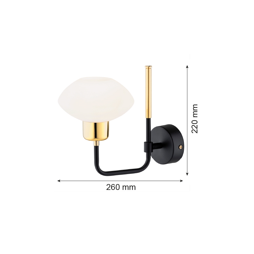 Argon 8032 - Λάμπα τοίχου RAVELLO 1xE14/15W/230V μαύρο/χρυσαφί