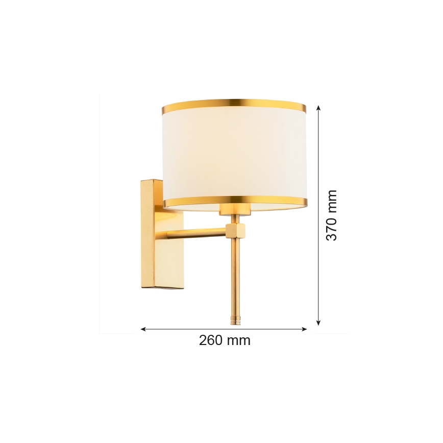 Argon 8033 - Φωτιστικό τοίχου ABBANO 1xE27/15W/230V ορείχαλκο/λευκό