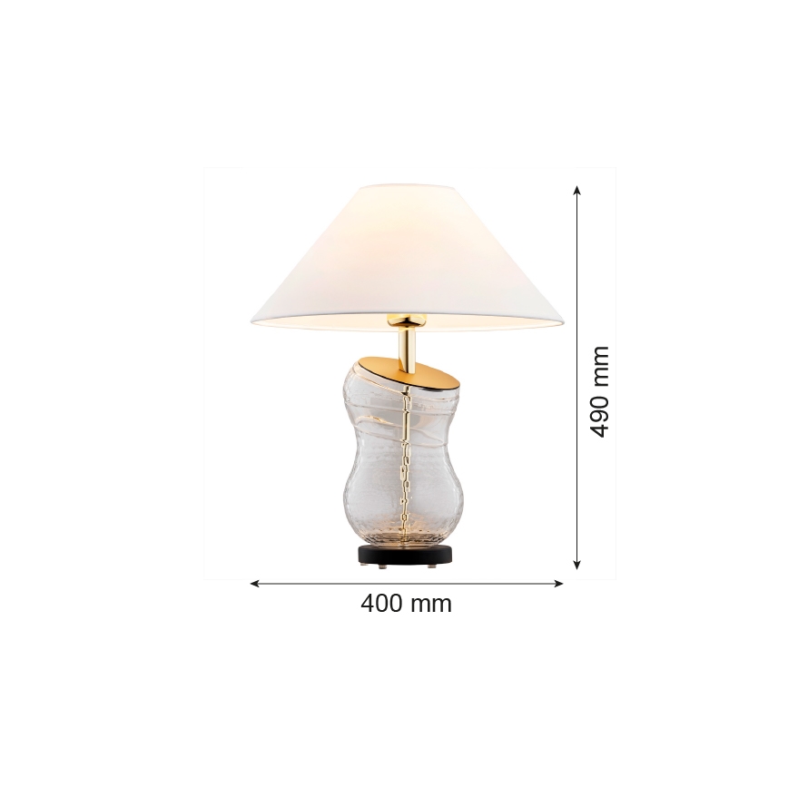 Argon 8036 - Επιτραπέζια λάμπα VENETO 1xE27/15W/230V λευκό/ορείχαλκος/μαύρο