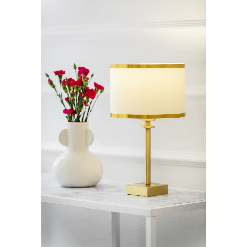 Argon 8047 - Επιτραπέζια λάμπα ABBANO 1xE27/15W/230V ορείχαλκος/λευκό