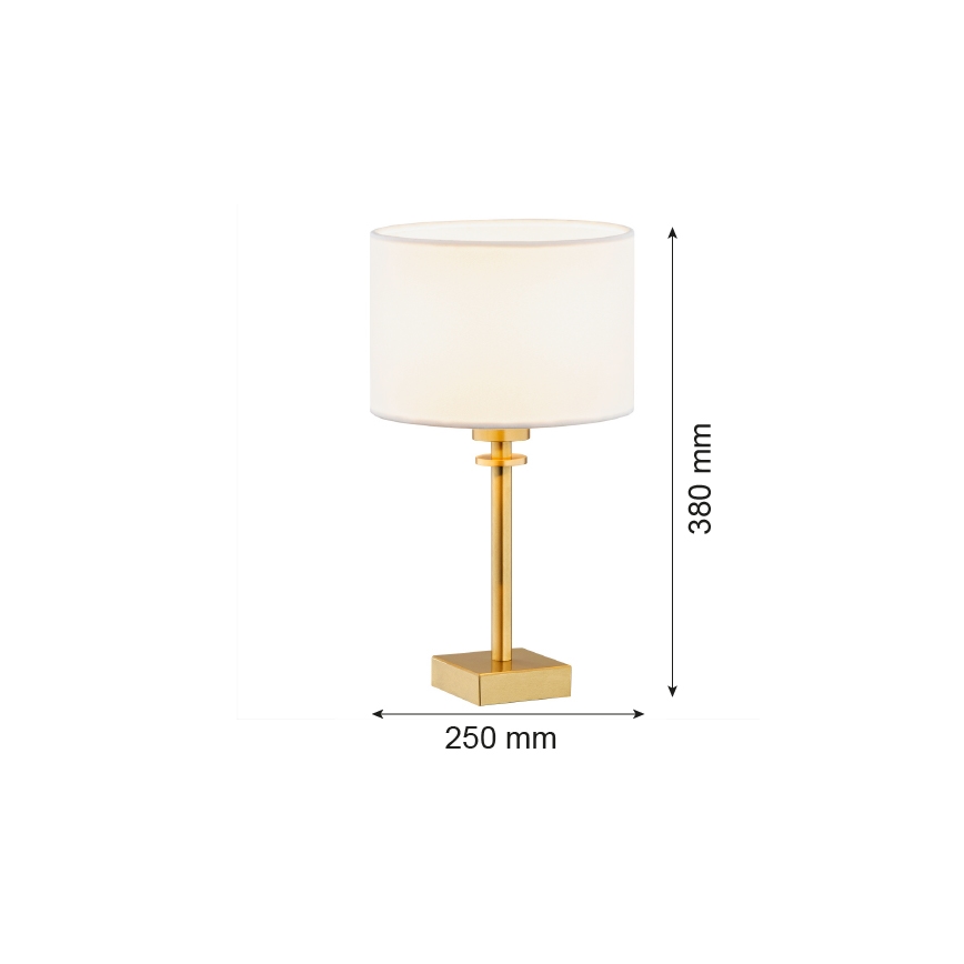 Argon 8047 - Επιτραπέζια λάμπα ABBANO 1xE27/15W/230V ορείχαλκος/λευκό