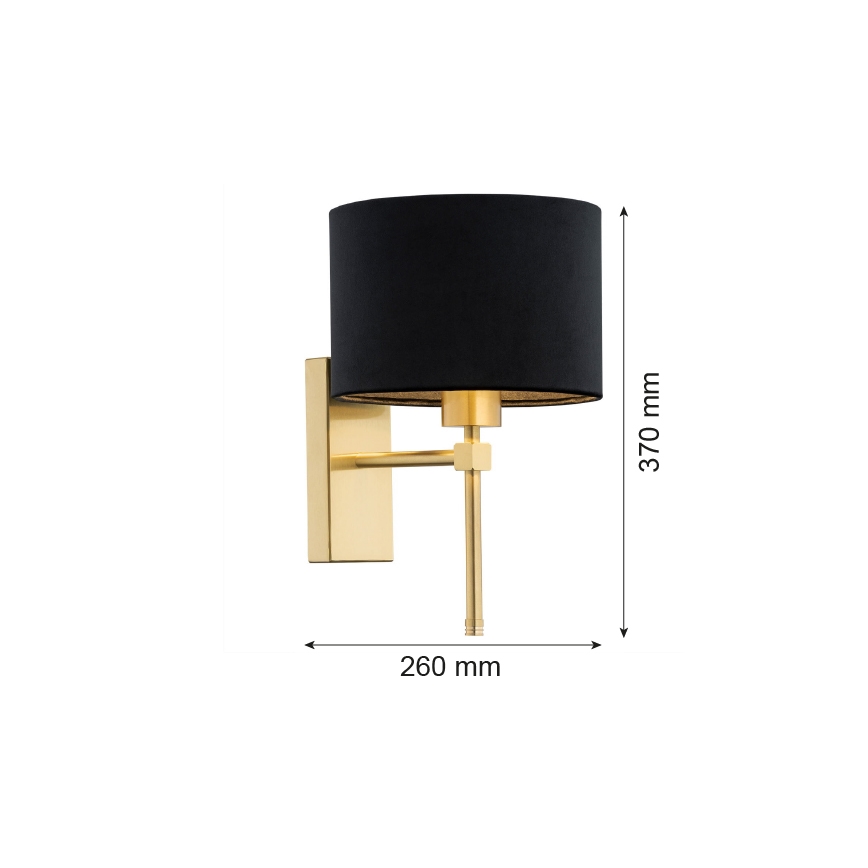 Argon 8050 - Λάμπα τοίχου ABBANO 1xE27/15W/230V ορείχαλκος/μαύρο