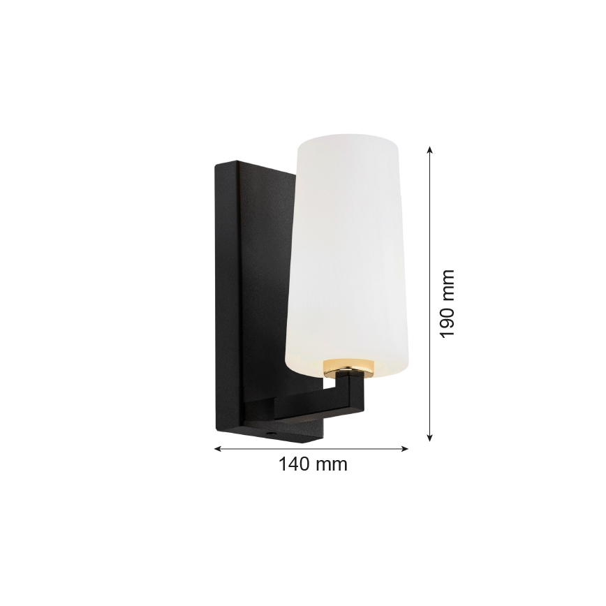 Argon 8056 - Απλίκα τοίχου CAMELOT PLUS 1xE27/15W/230V μαύρο/λευκό/χρυσό