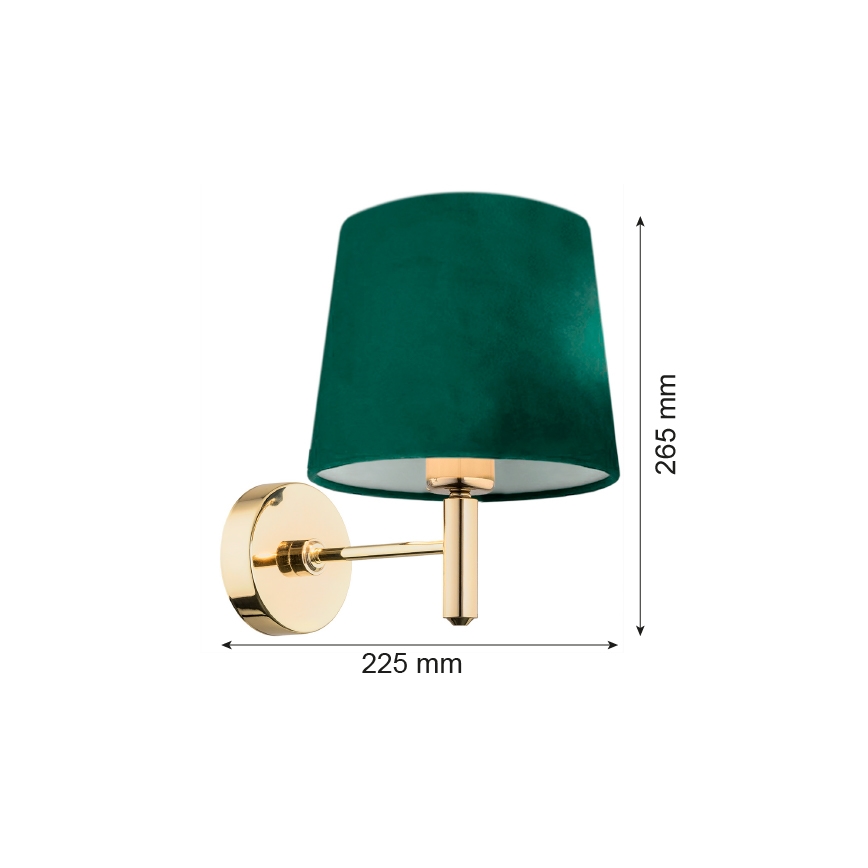 Argon 8105 - Λάμπα τοίχου PONTE 1xE27/15W/230V πράσινο/ορείχαλκος