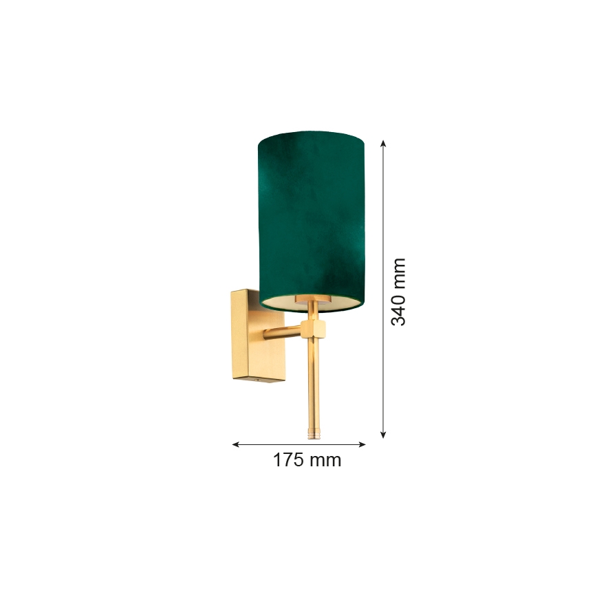 Argon 8109 - Λάμπα τοίχου ABRUZZO 1xE14/7W/230V ορείχαλκος/πράσινο