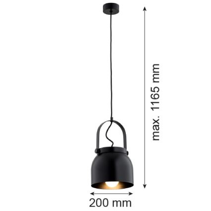 Argon 8281 - Κρεμαστό φωτιστικό οροφής LOGAN 1xE27/15W/230V διάμετρος 20 cm μαύρο