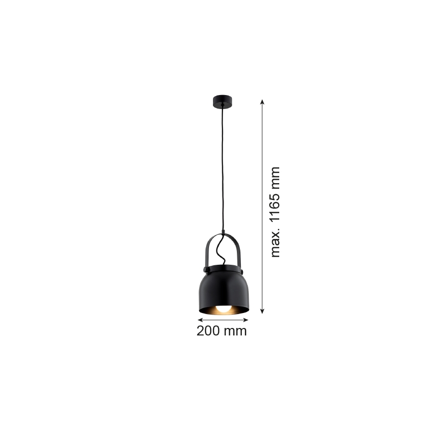 Argon 8281 - Κρεμαστό φωτιστικό οροφής LOGAN 1xE27/15W/230V διάμετρος 20 cm μαύρο
