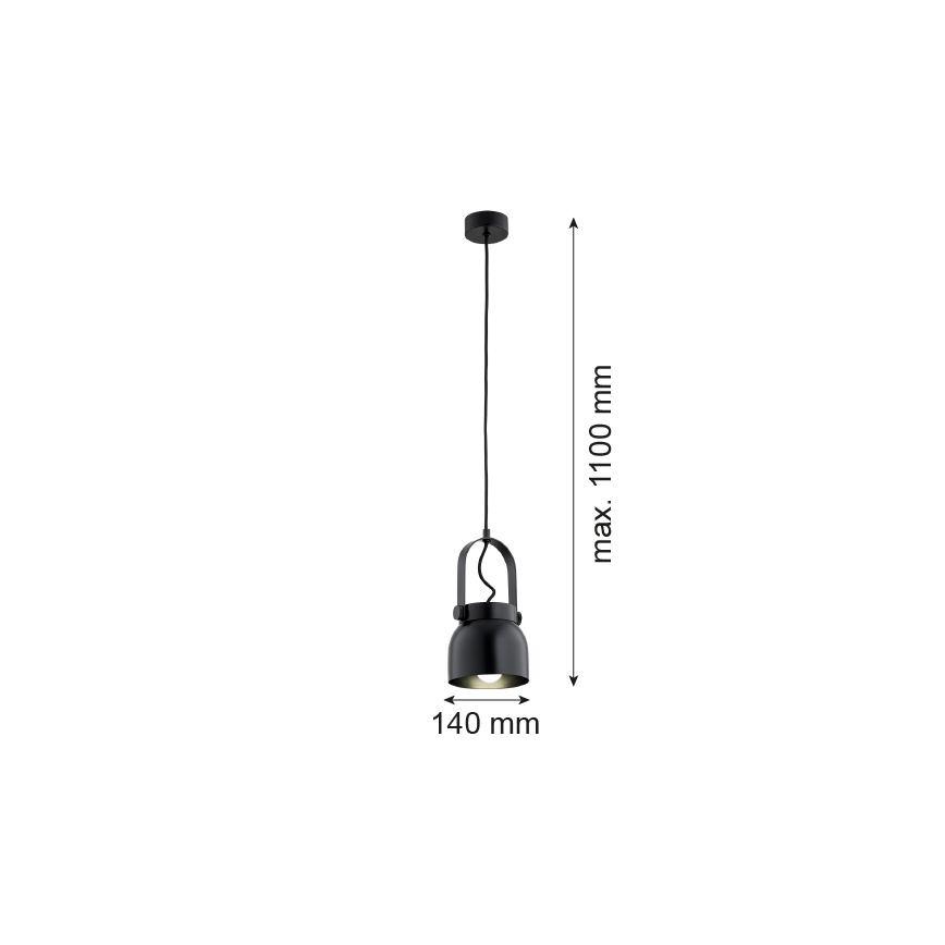 Argon 8291 - Κρεμαστό φωτιστικό οροφής LOGAN 1xE27/15W/230V διάμετρος 14 cm μαύρο