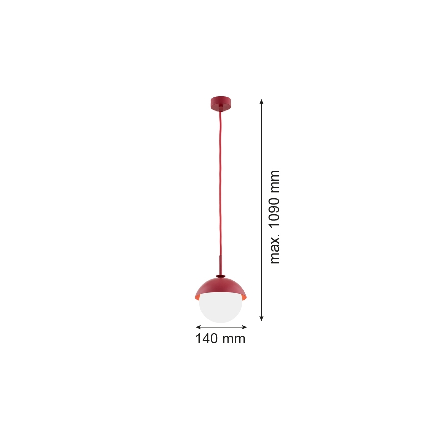 Argon 8296 - Κρεμαστό φωτιστικό οροφής μπάλα CAPPELLO 1xE27/15W/230V κόκκινο