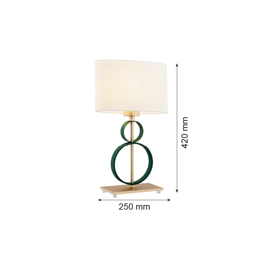 Argon 8317 - Eπιτραπέζια λάμπα PERSEO 1xE27/15W/230V 42 cm κρεμ/πράσινο